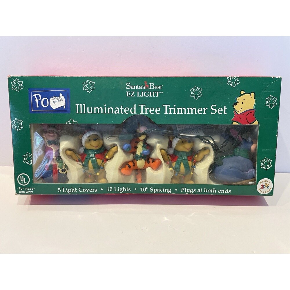 VTG Disney Pooh Bear Tree Trimming Set 10 Light String Friends Tigger Piglet ‘99